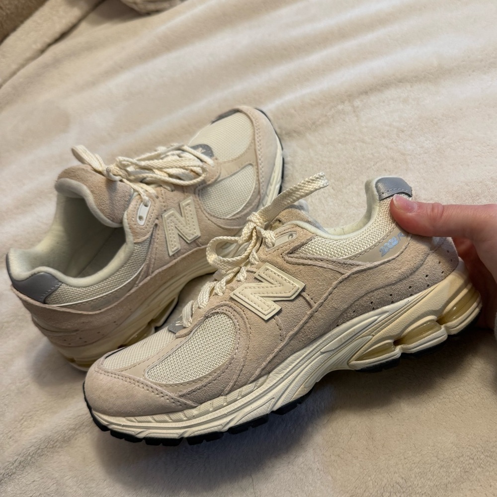 New Balance Women's Beige and White Sneakers